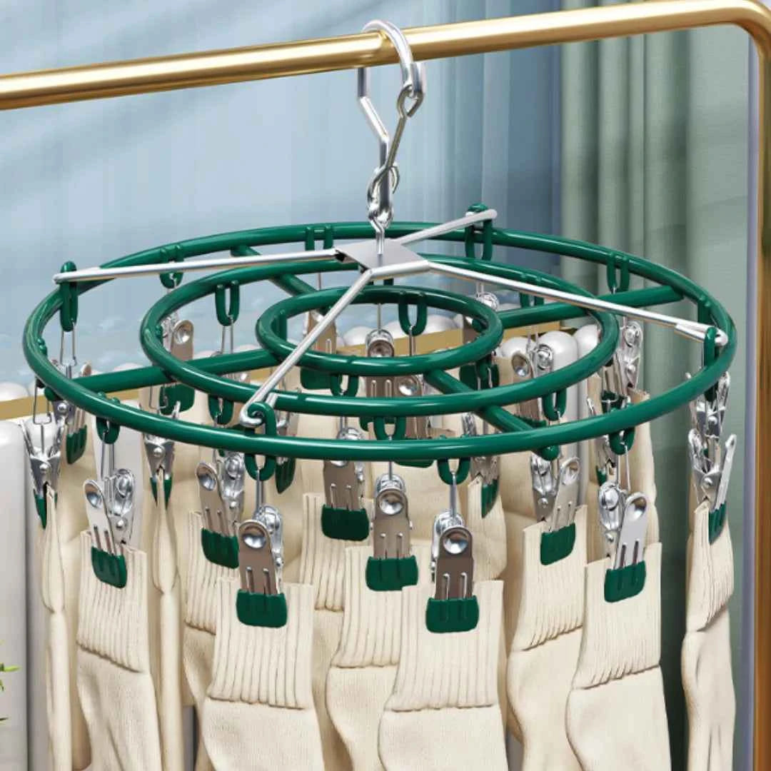 Petit étendoir à linge rond 24 pinces pliable