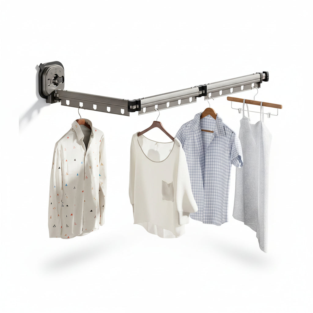 Étendoir à linge mural rétractable en aluminium pliable