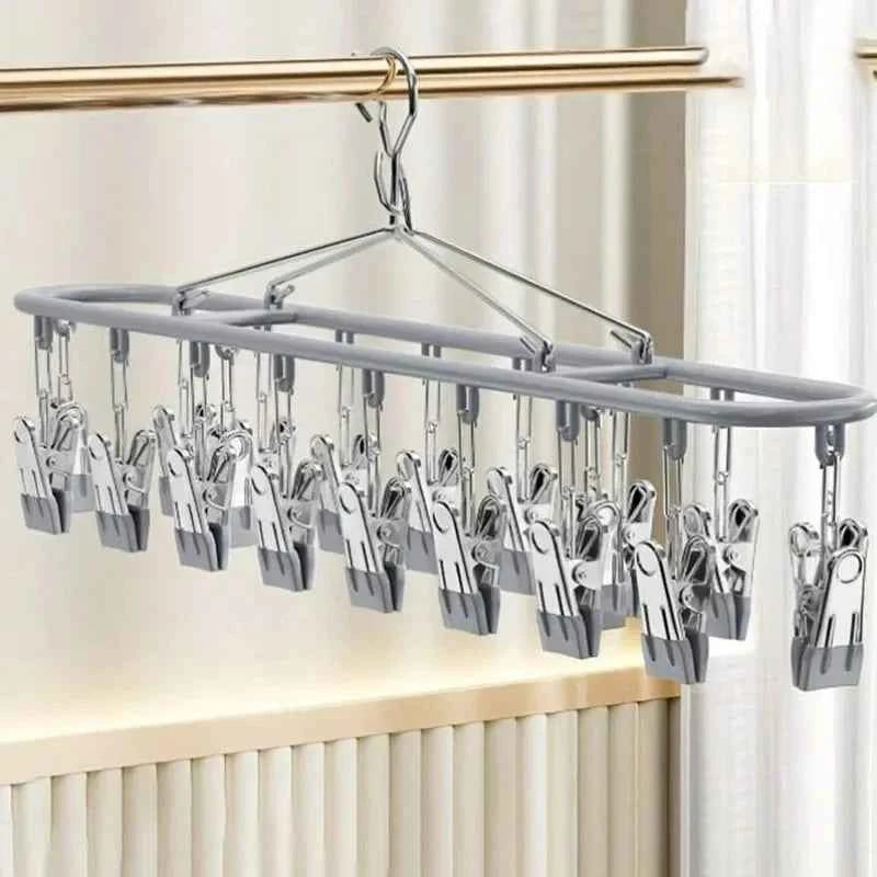 Petit étendoir à linge inox à pinces multiples