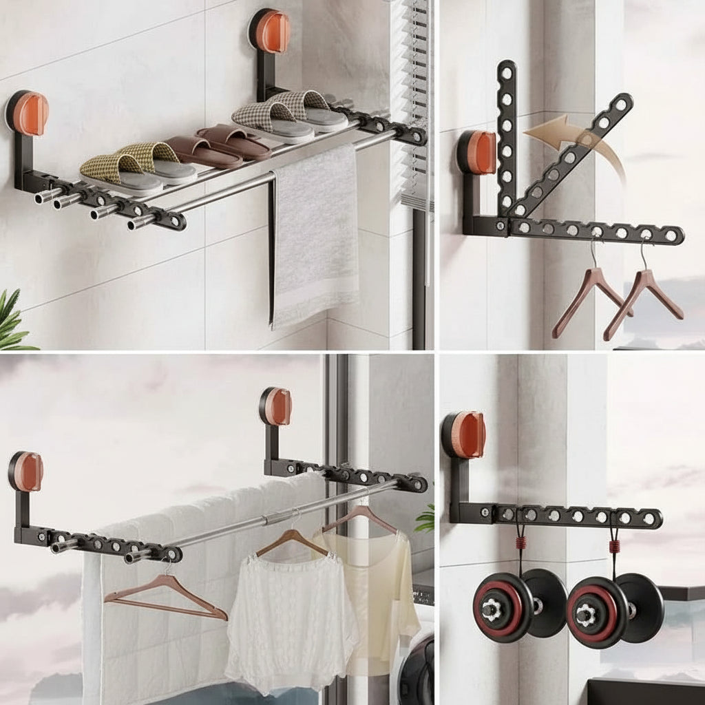 Étendoir à linge mural rabattable ventouse pliable