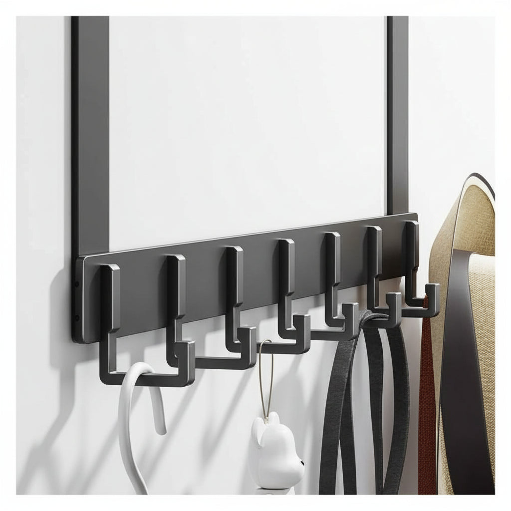 Étendoir à linge sur porte 6 crochets inox