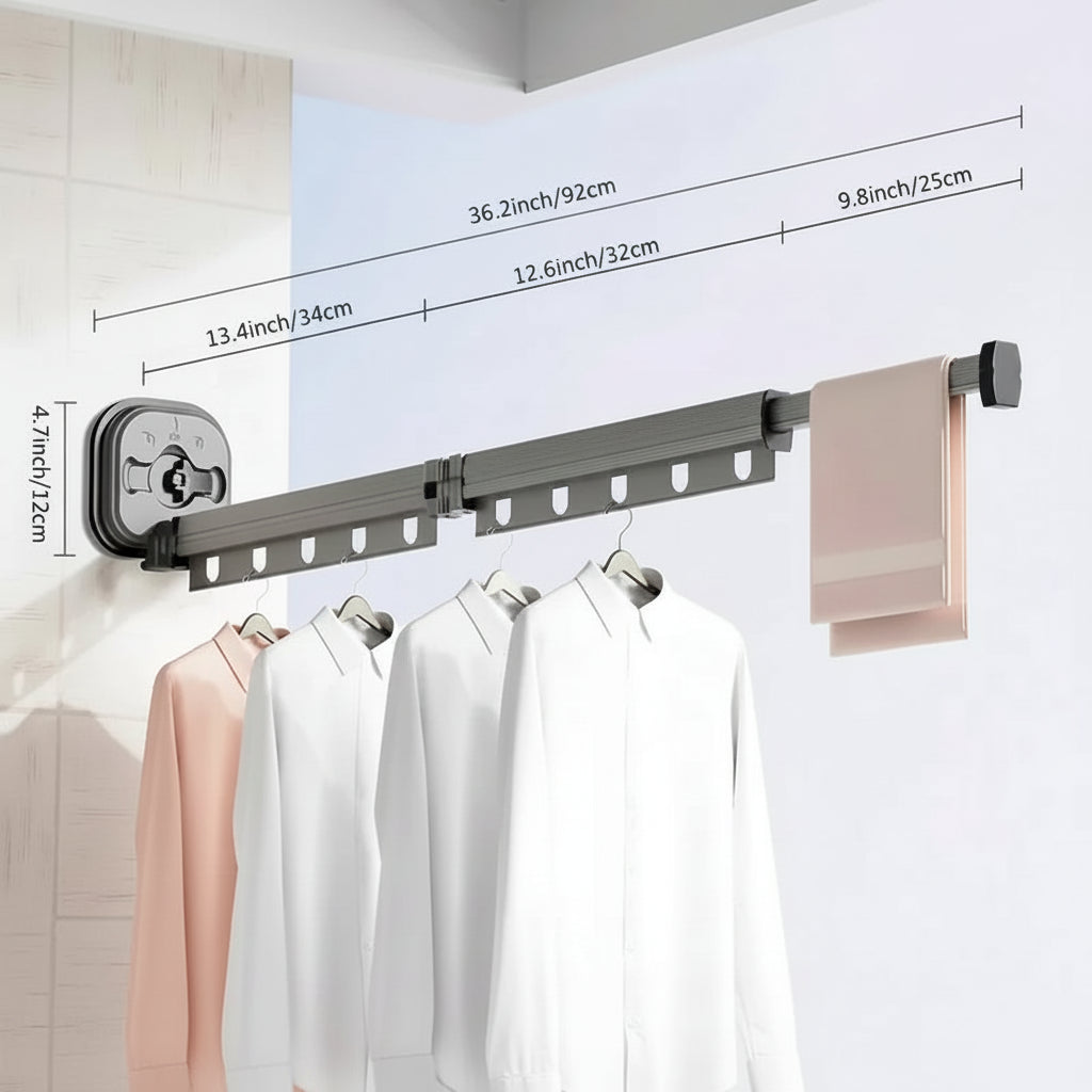 Étendoir à linge mural rétractable aluminium pliable