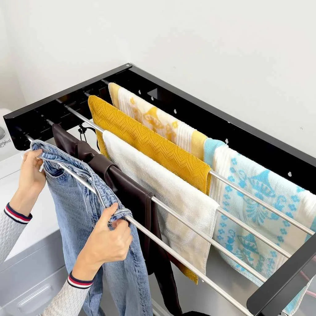 Étendoir à linge mural rabattable inox 5 barres