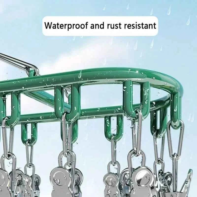 Petit étendoir à linge inox à pinces multiples