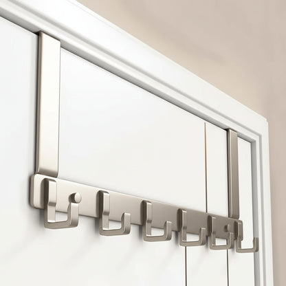 Étendoir à linge sur porte 6 crochets inox