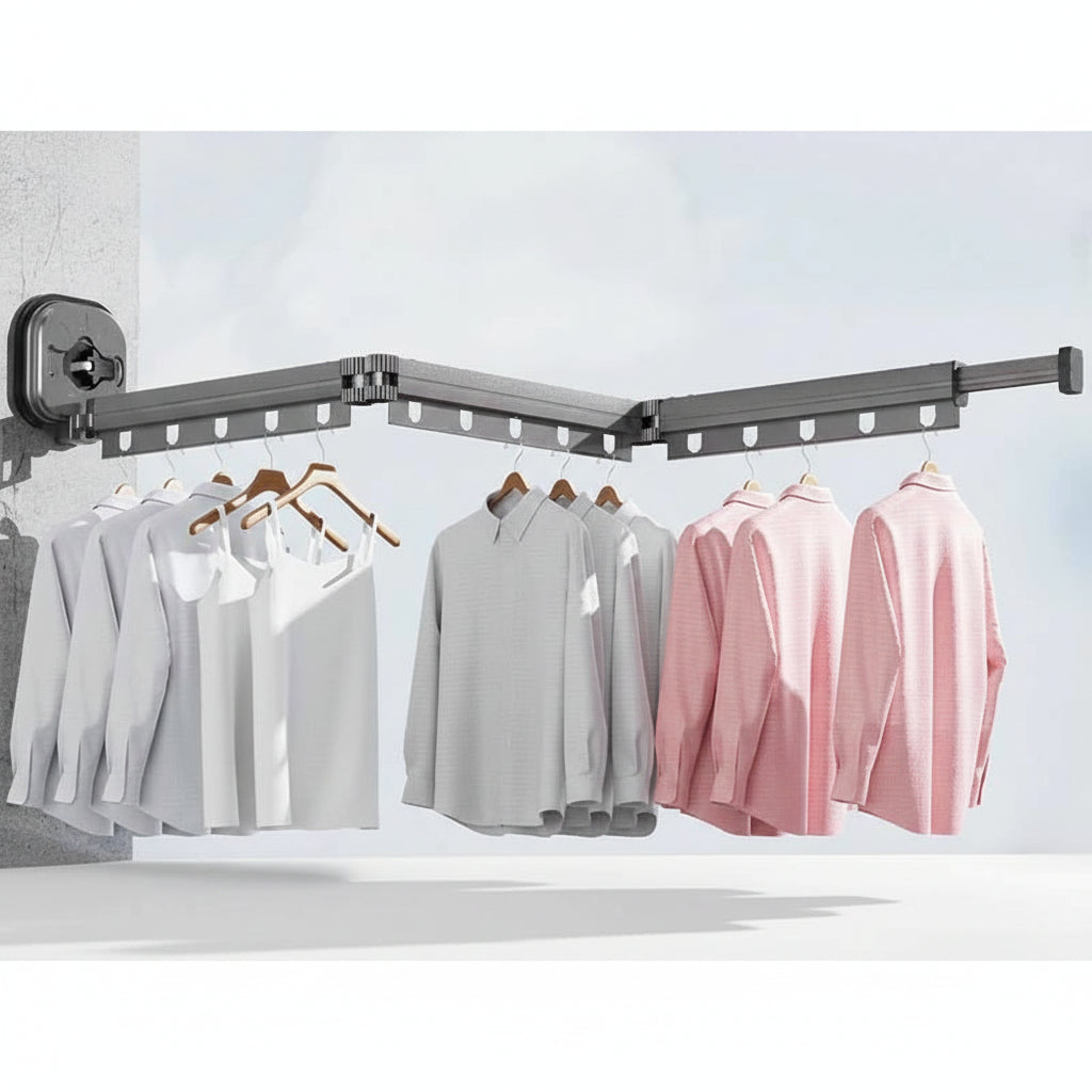 Étendoir à linge mural rétractable aluminium ventouse