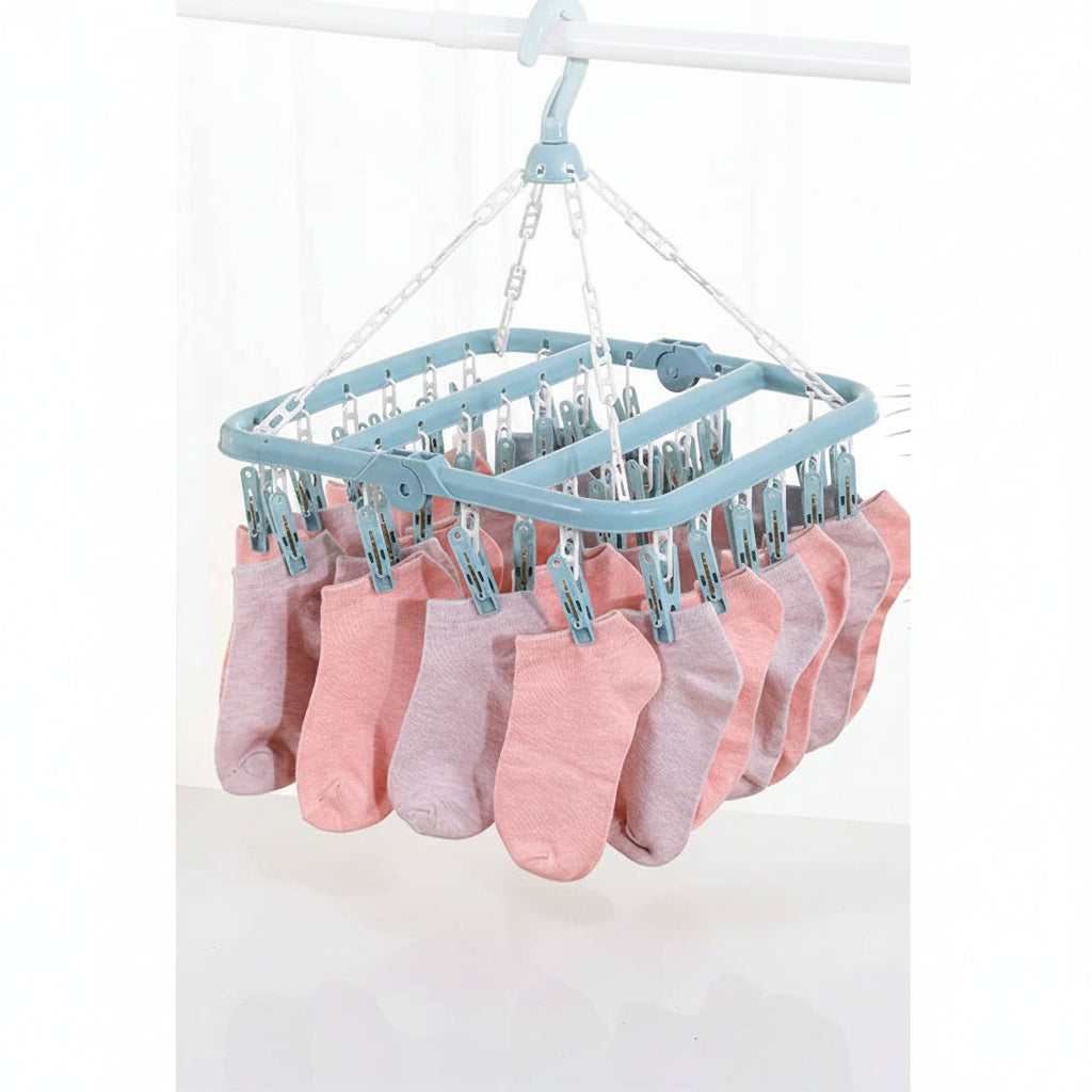 Petit étendoir à linge multi pinces 32 clips