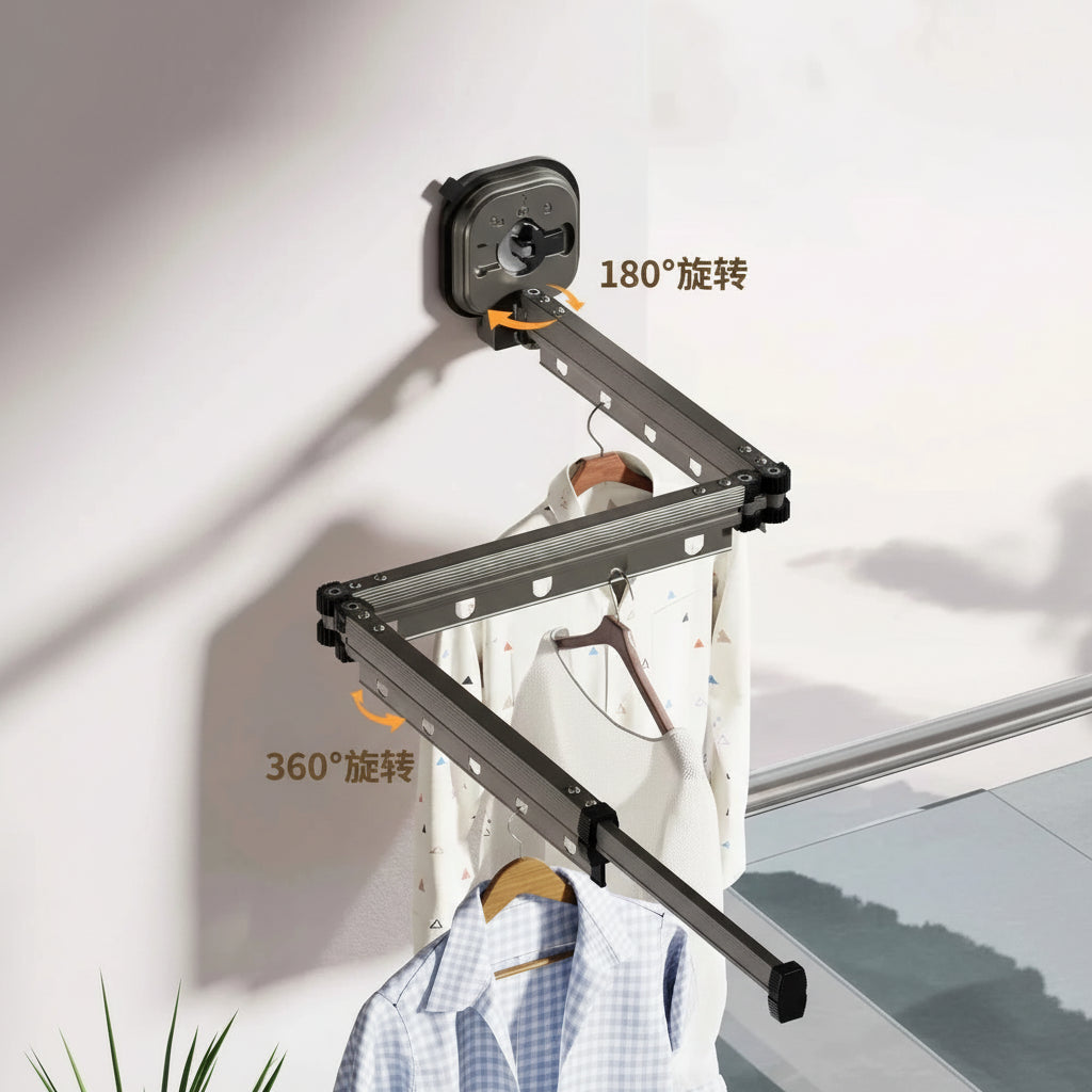 Étendoir à linge mural rétractable en aluminium pliable