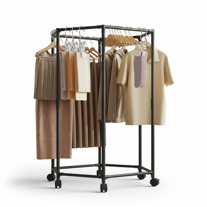 Étendoir à linge intérieur hexagonal rotatif à roulettes