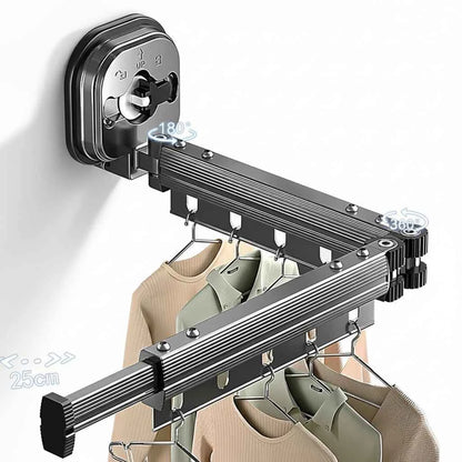 Étendoir à linge mural rétractable aluminium pliable