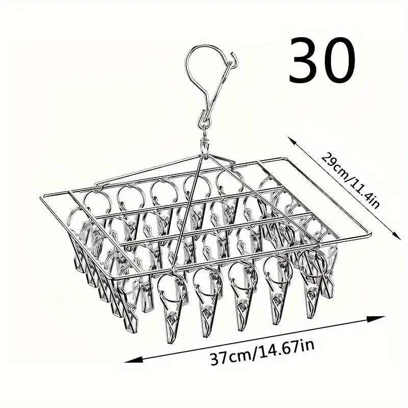 Petit étendoir à linge inox pliable clips multiples