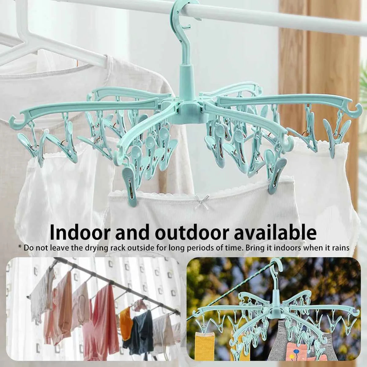 Petit étendoir à linge 24 pinces pliable rotatif