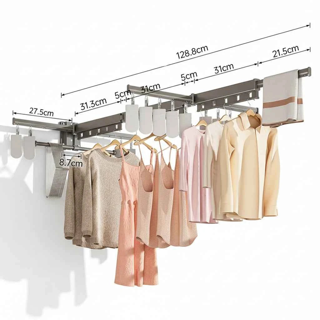 Étendoir à linge mural rabattable aluminium pliable