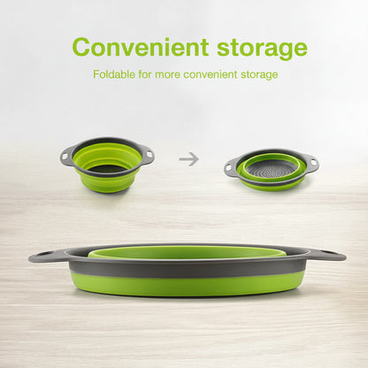 Silicone vegetable and fruit cleaning and drainage basket foldable colander