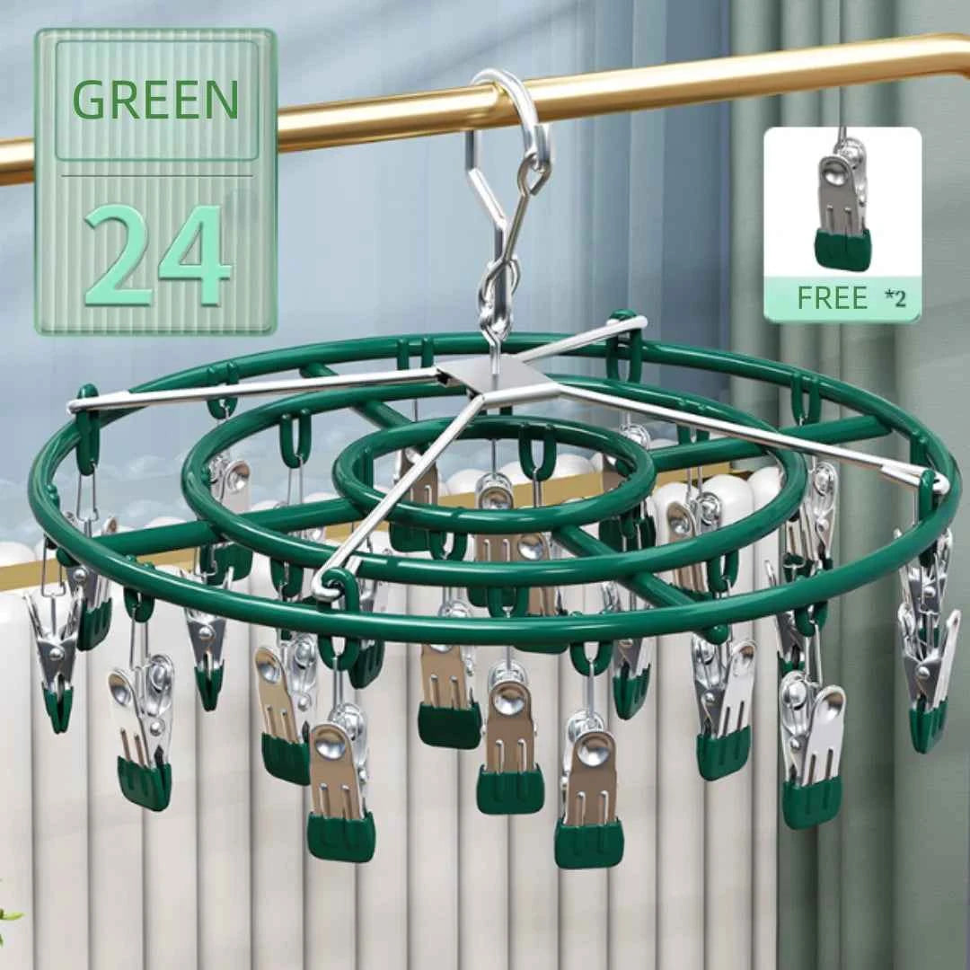 Petit étendoir à linge rond 24 pinces pliable