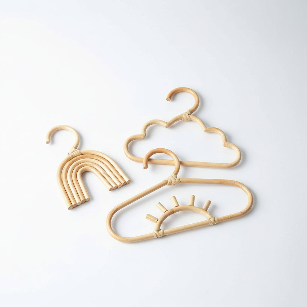 Cintre pour étendoir à linge en rotin naturel