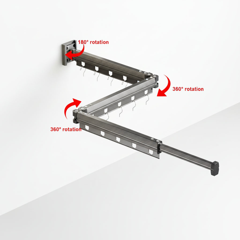 Étendoir à linge mural rabattable en aluminium