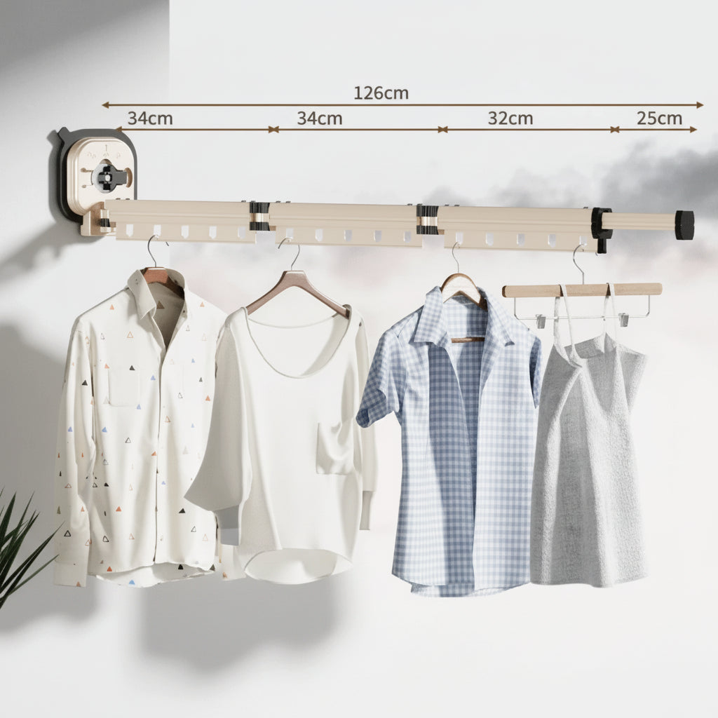 Étendoir à linge mural rétractable en aluminium