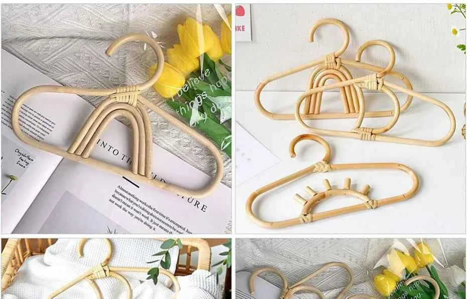 Cintre pour étendoir à linge en rotin naturel