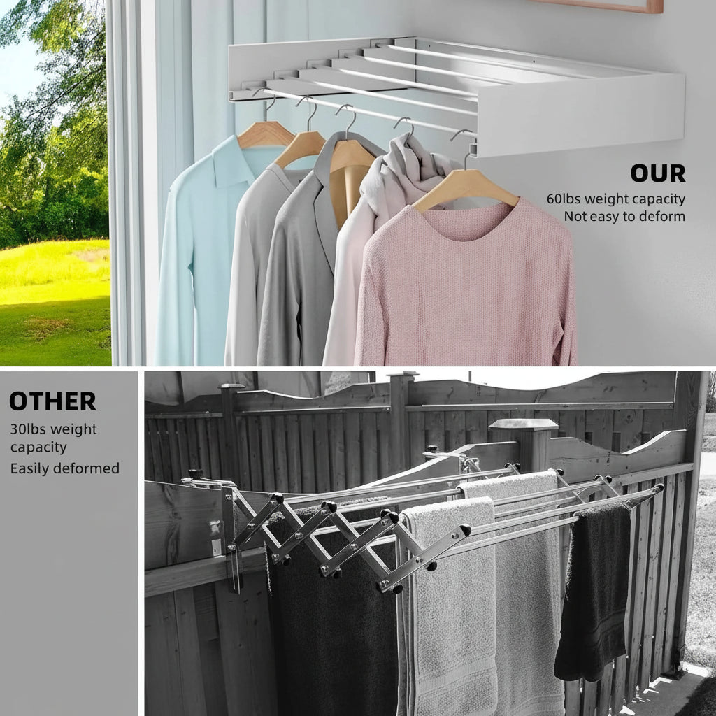 Étendoir à linge mural rabattable en aluminium