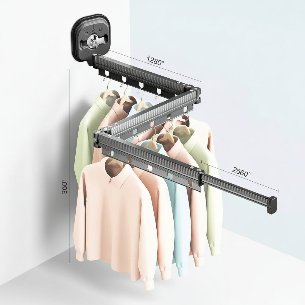 Étendoir à linge mural rétractable aluminium pliable