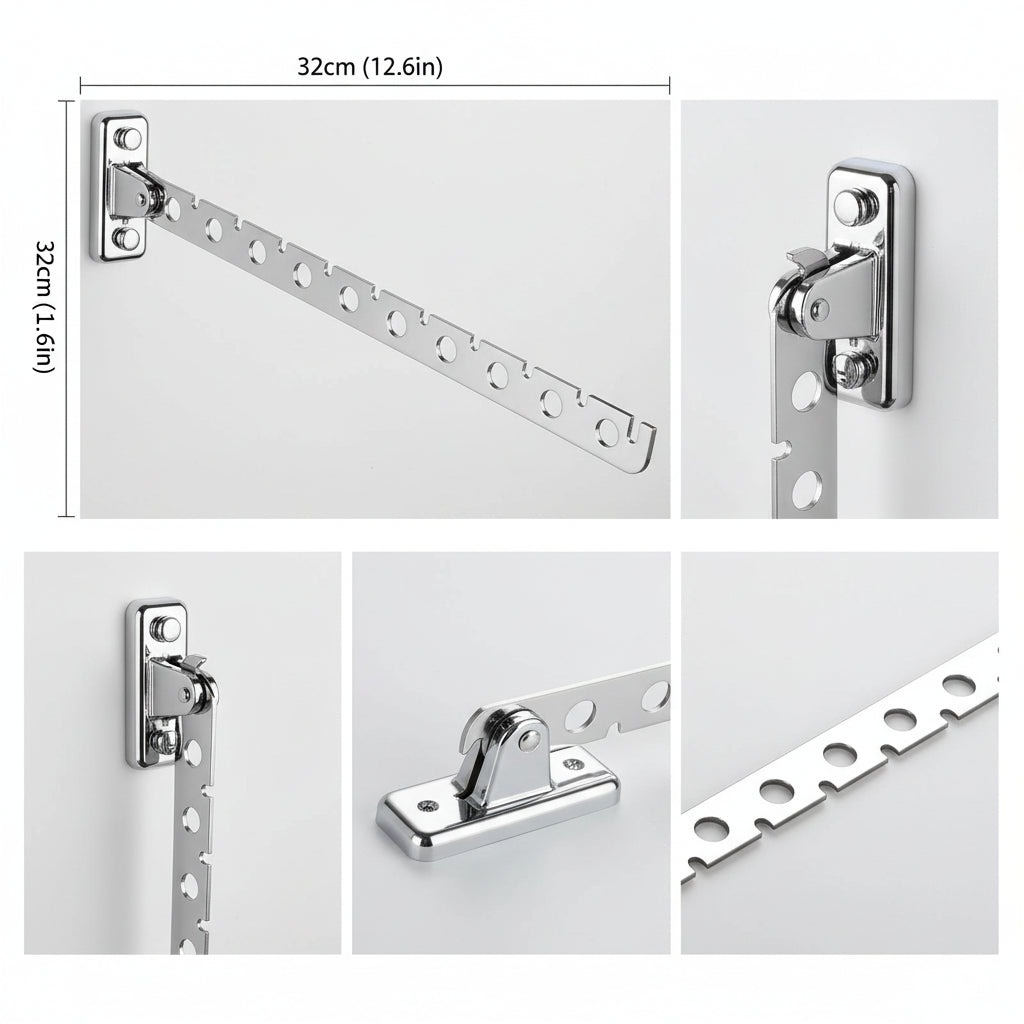 Étendoir à linge mural rabattable inox 180° pliable