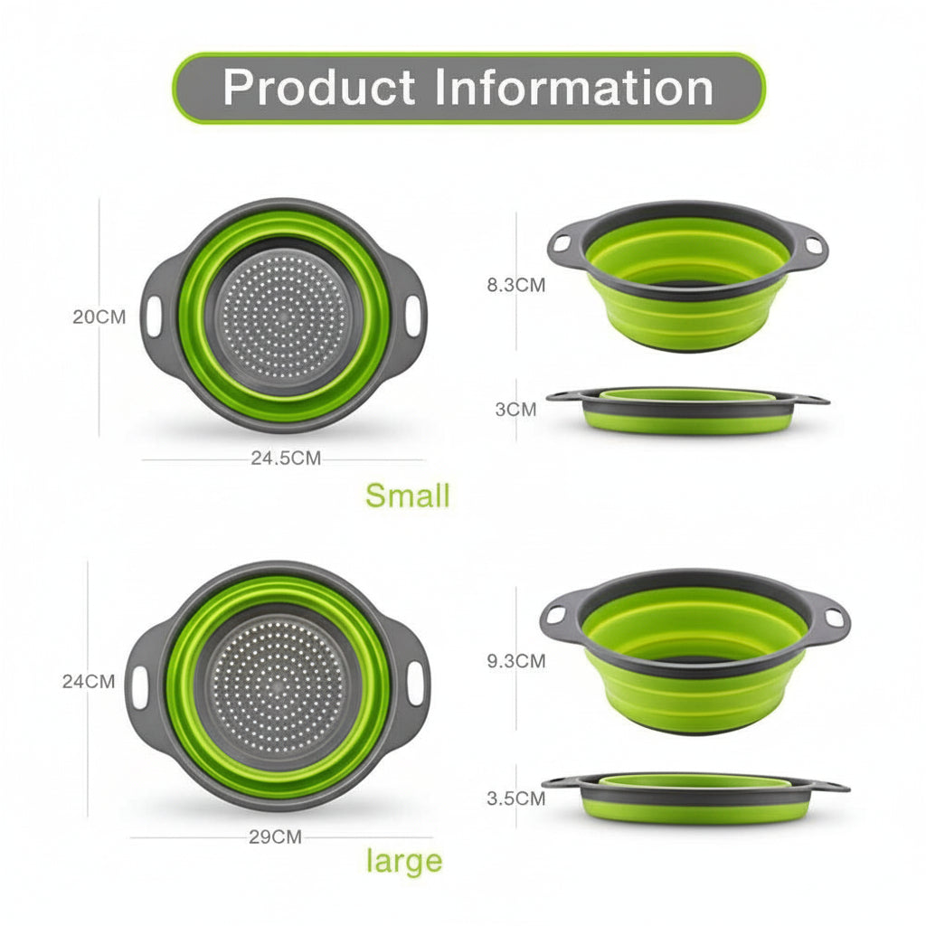 Silicone vegetable and fruit cleaning and drainage basket foldable colander