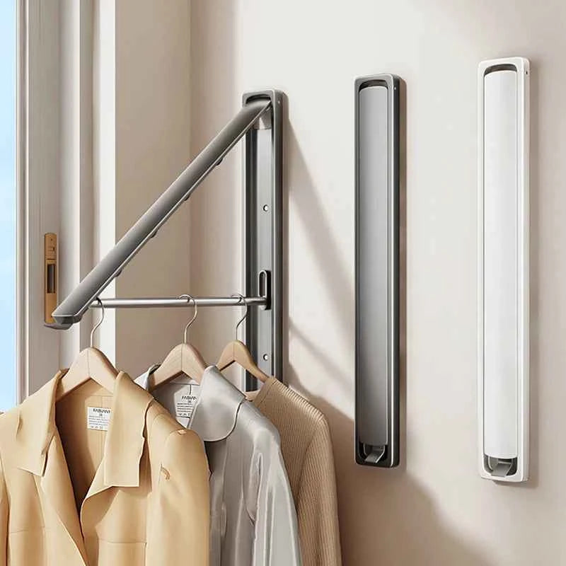 Étendoir à linge mural rétractable en aluminium pliable