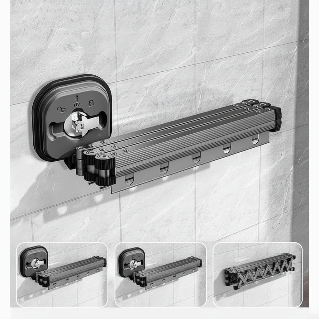 Étendoir à linge mural rétractable aluminium pliable