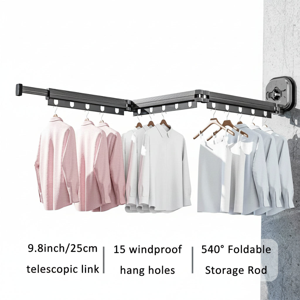 Étendoir à linge mural rétractable aluminium pliable