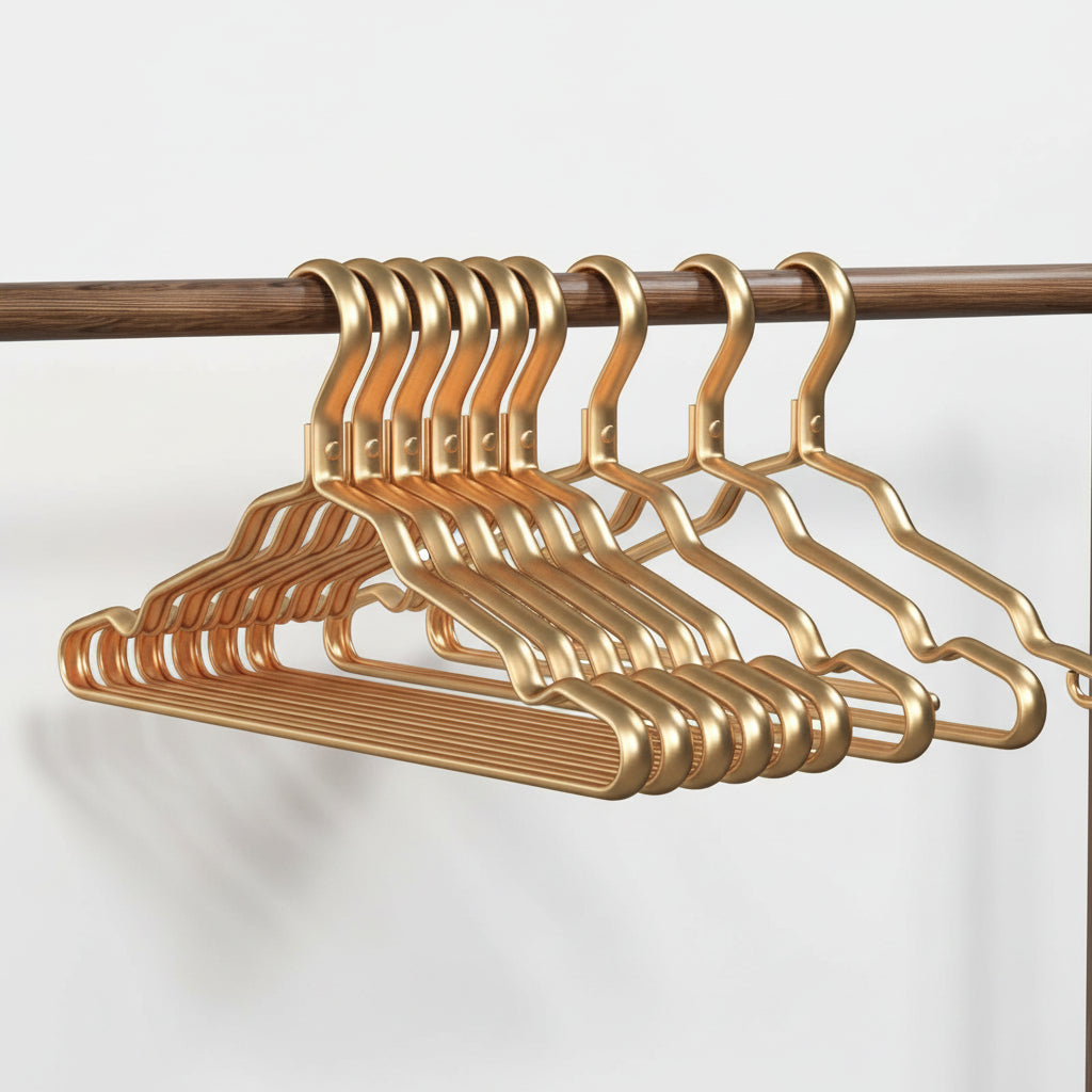 Cintre pour étendoir à linge aluminium doré