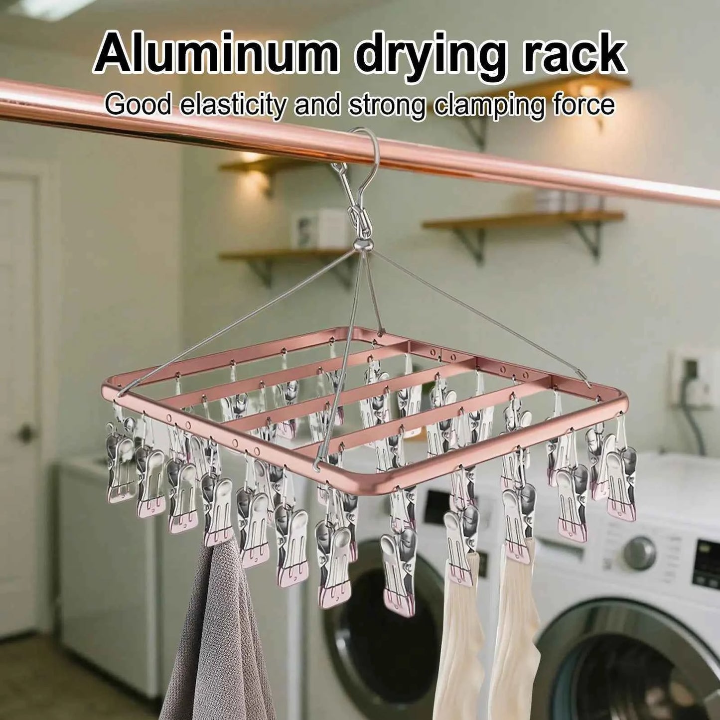 Étendoir à linge en aluminium avec 36 pinces