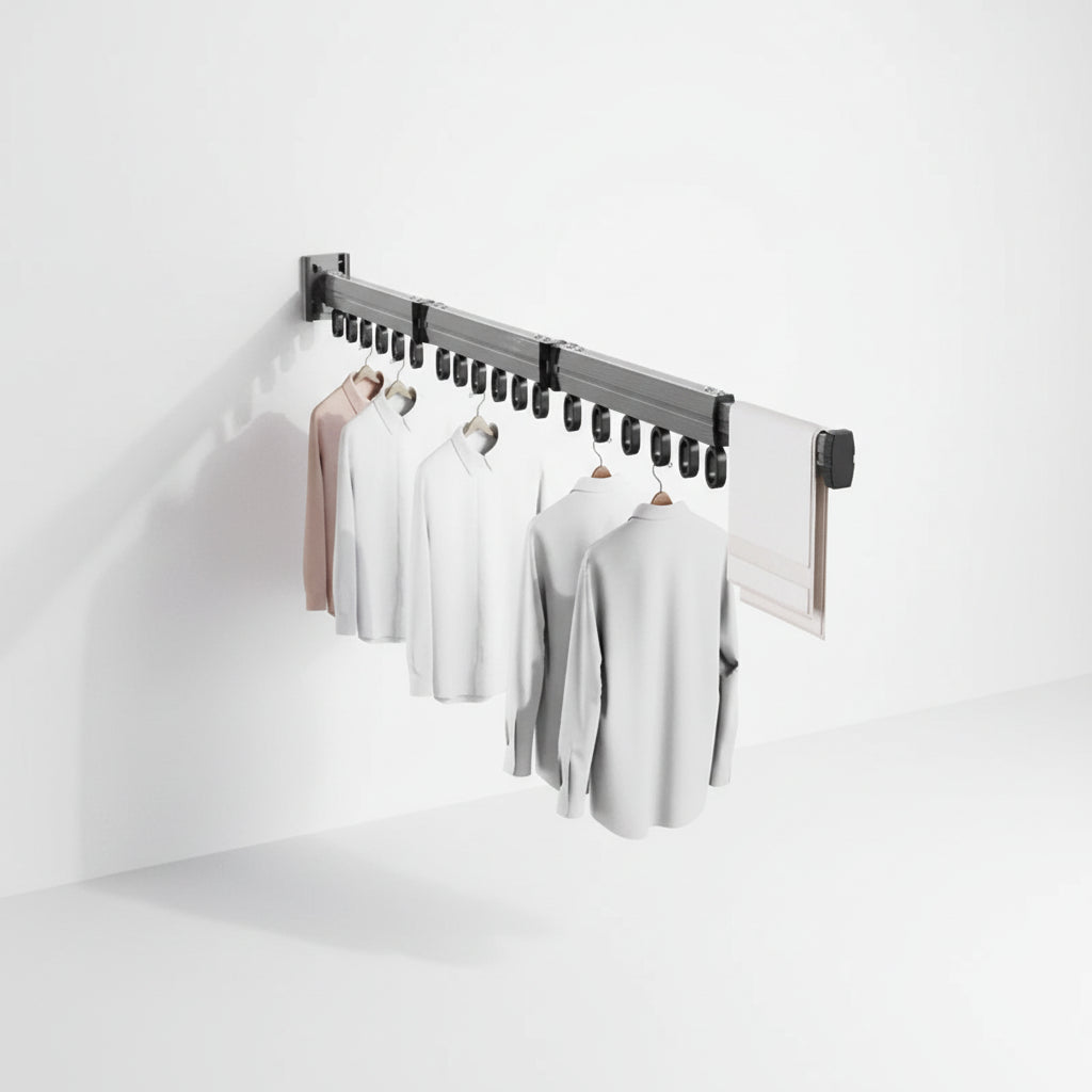 Étendoir à linge mural rétractable en aluminium pliable