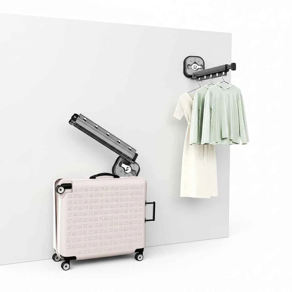 Étendoir à linge mural rétractable aluminium sans perçage