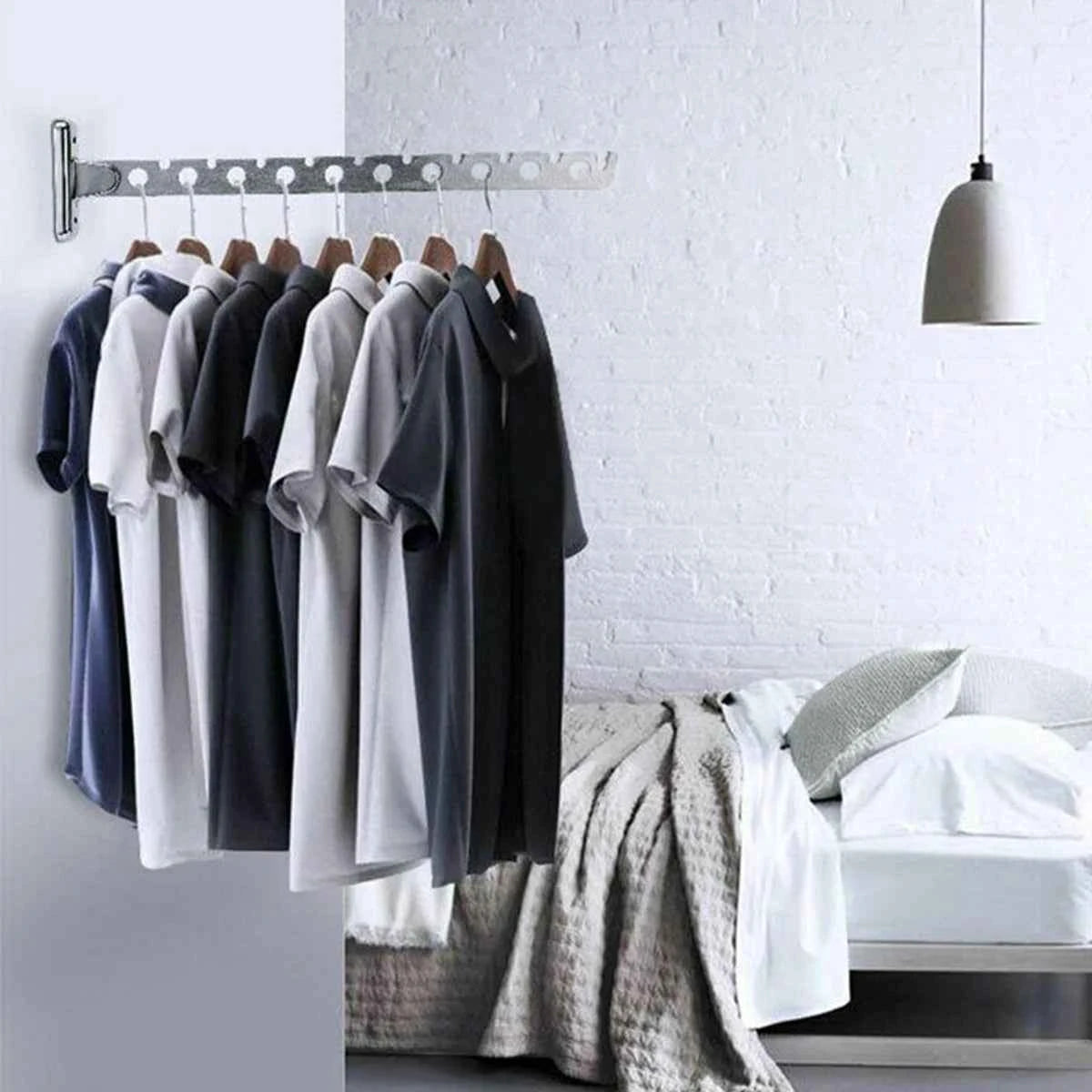 Cintre pour étendoir à linge mural pliable inox