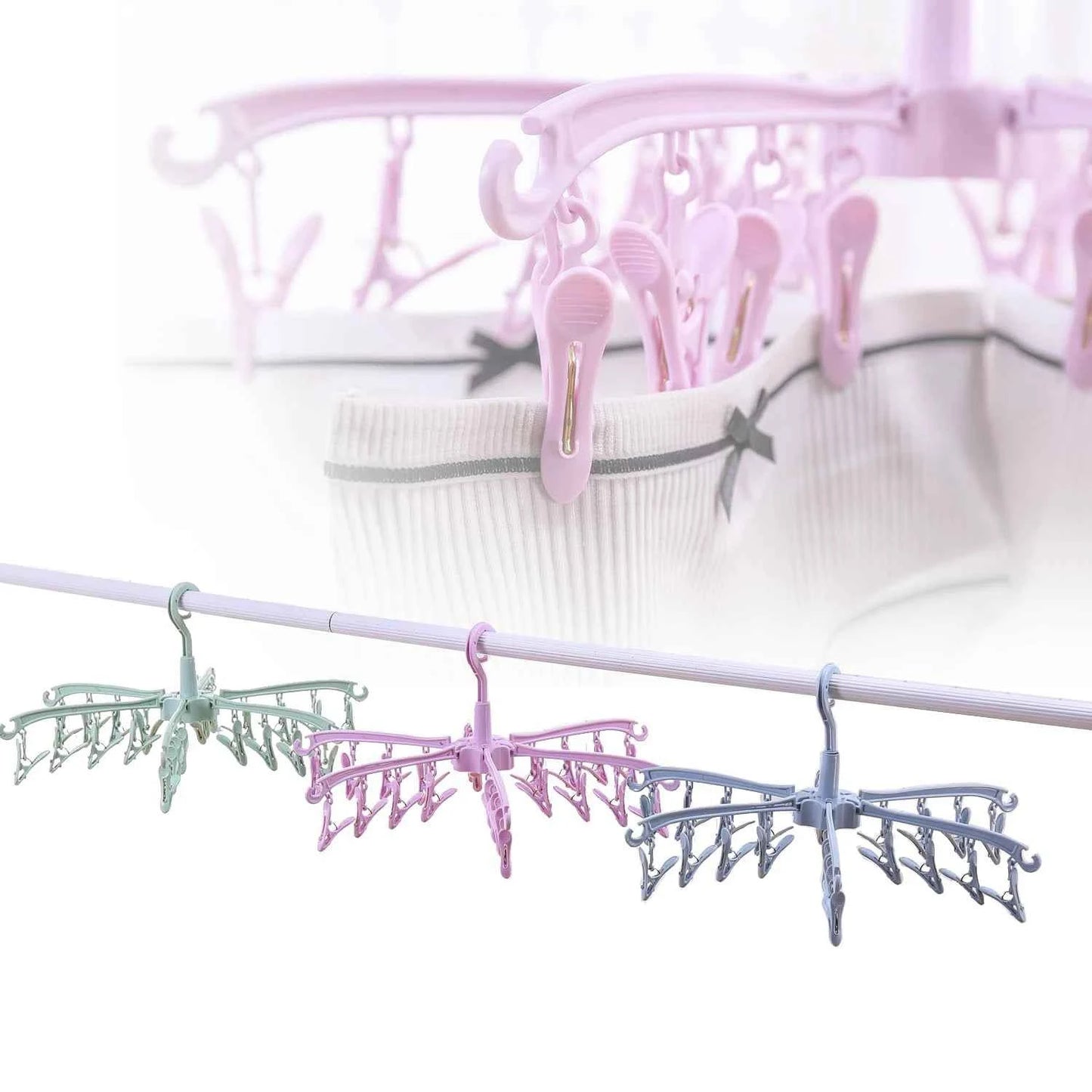 Petit étendoir à linge 24 pinces pliable rotatif