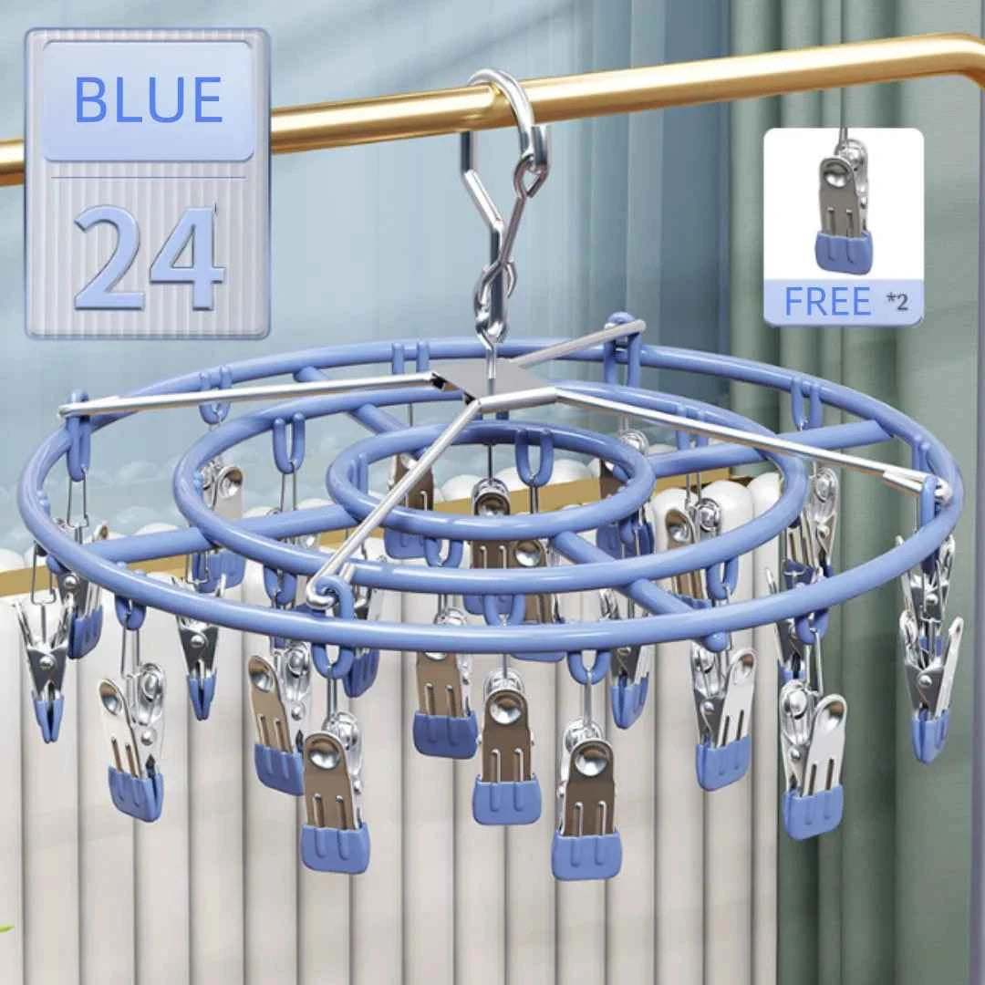 Petit étendoir à linge rond 24 pinces pliable