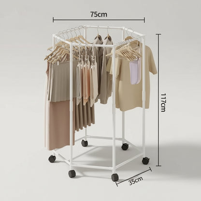Étendoir à linge intérieur hexagonal à roulettes