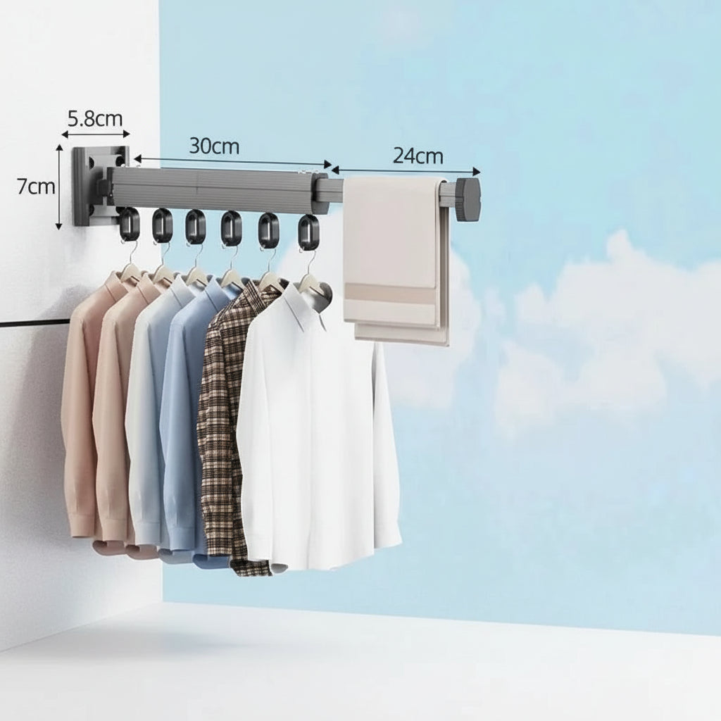 Étendoir à linge mural rétractable en aluminium pliable