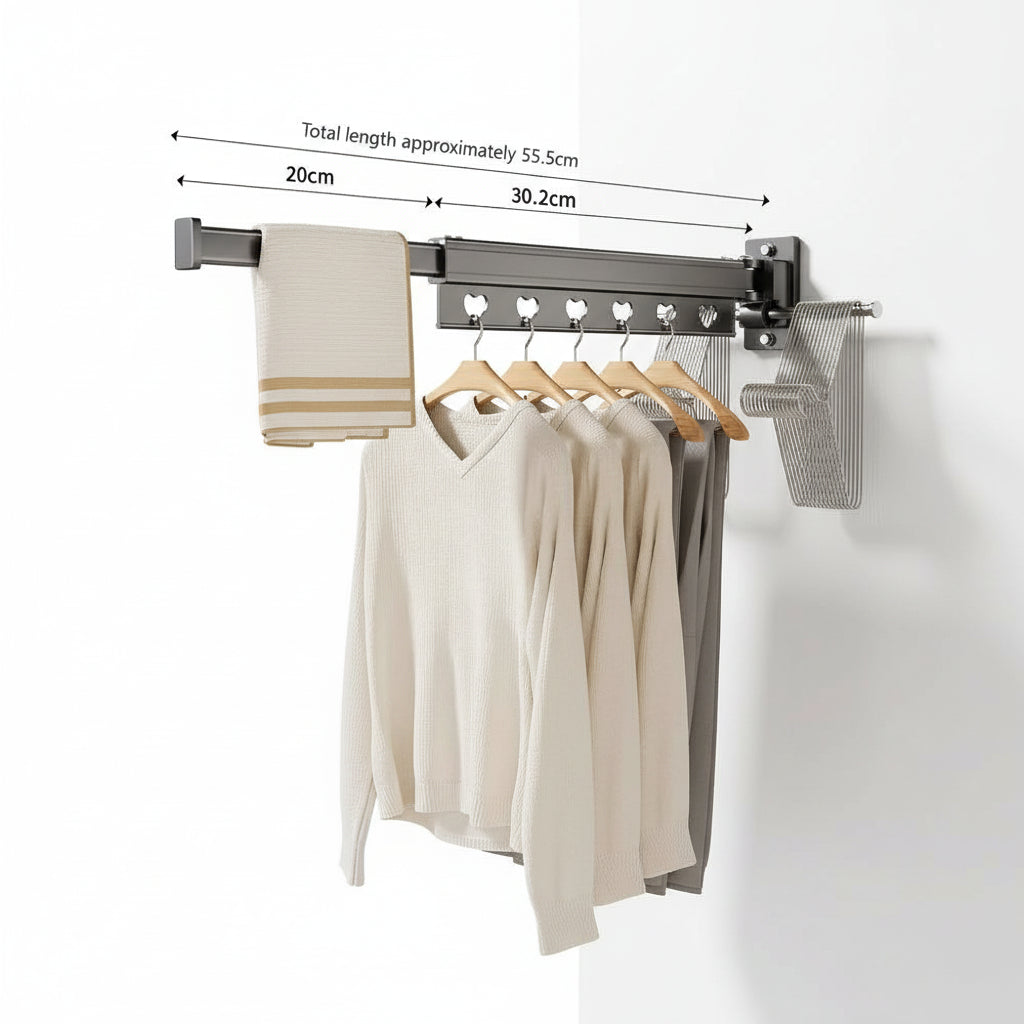 Étendoir à linge mural rétractable en aluminium pliable