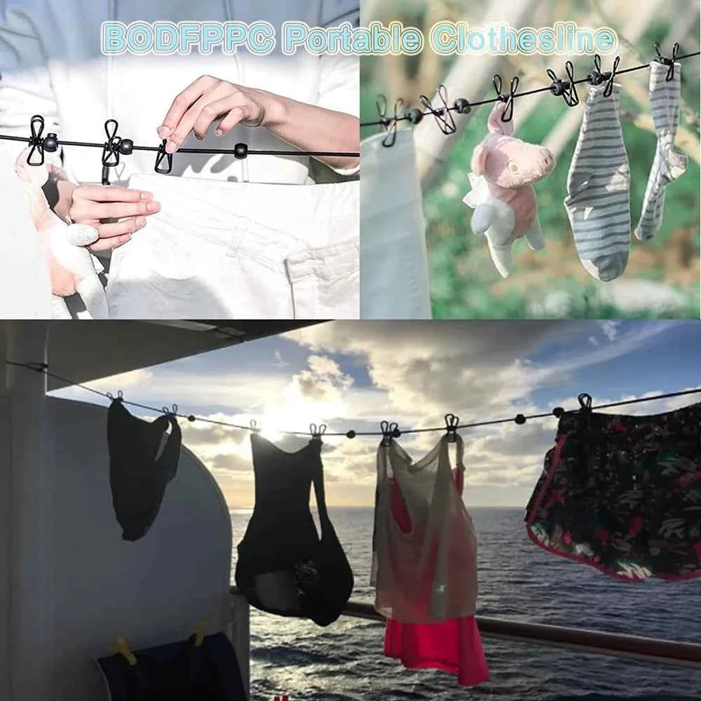Étendoir à linge camping-car corde extensible clips