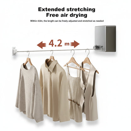 Étendoir à linge mural rétractable corde inox