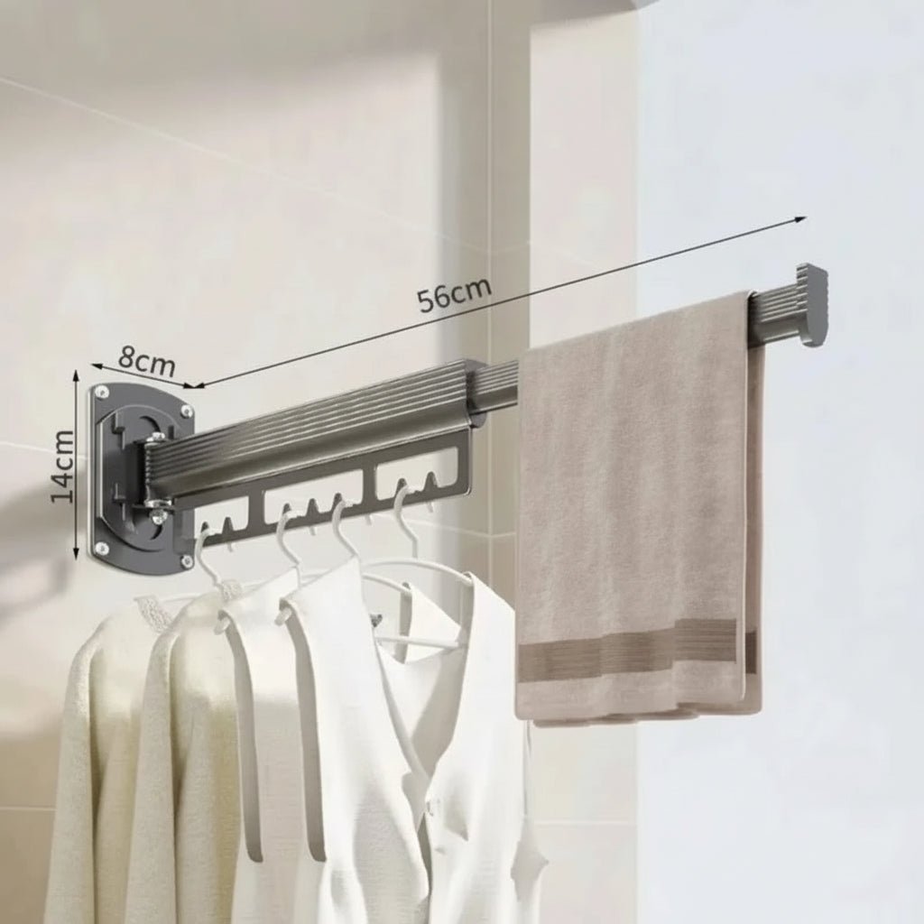 Étendoir à linge mural rétractable aluminium robuste