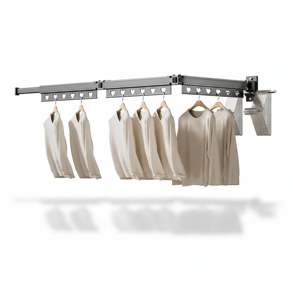 Étendoir à linge mural rétractable en aluminium pliable