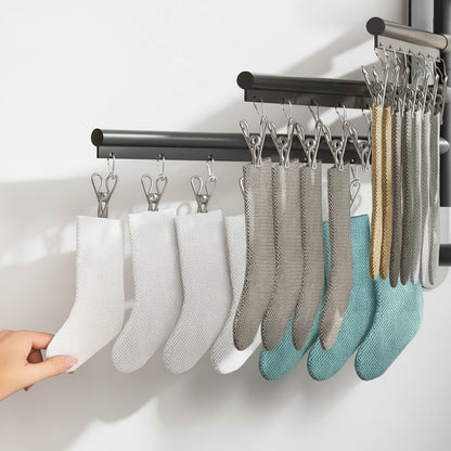 Étendoir à linge mural rabattable aluminium avec pinces