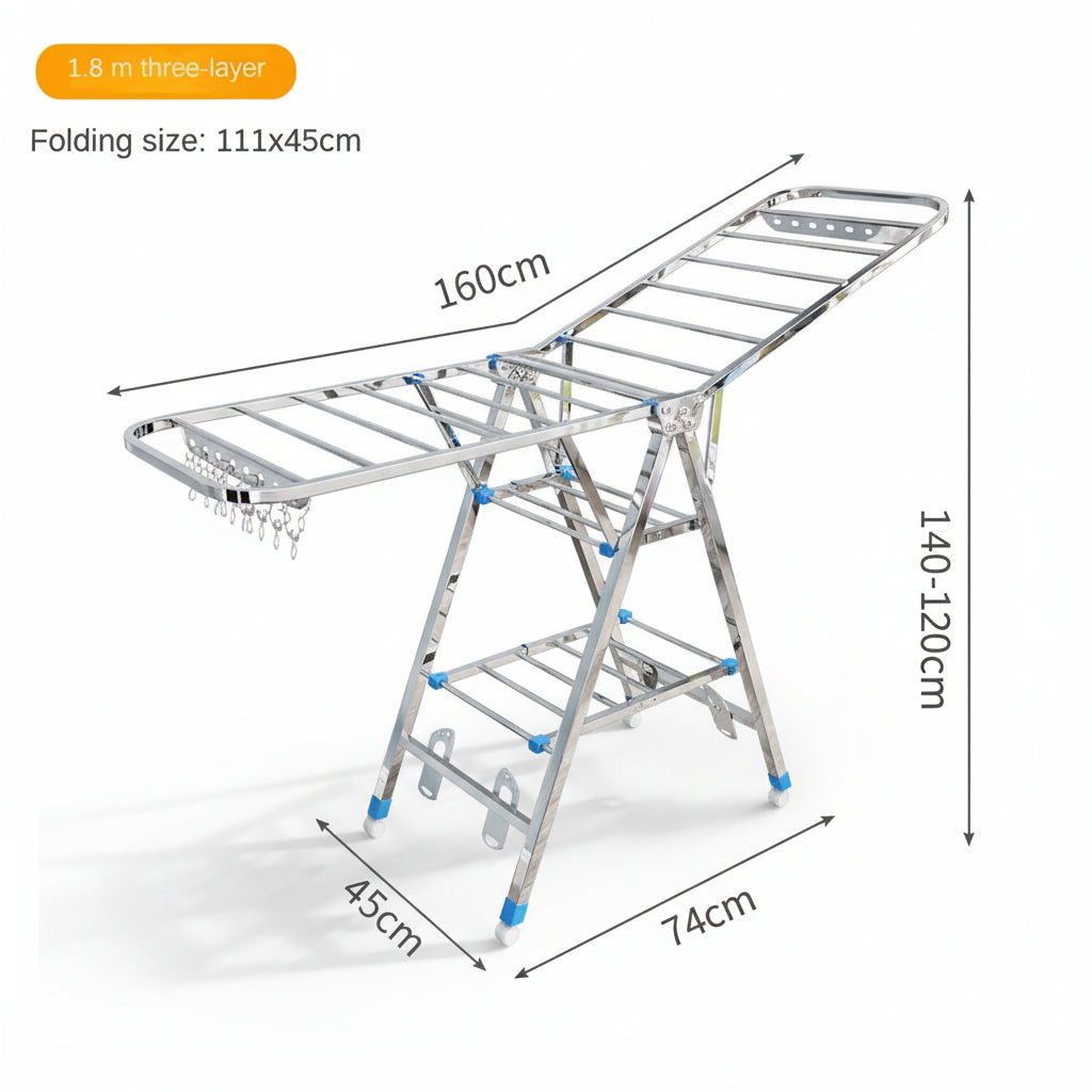 Étendoir à linge pliable inox intérieur extérieur