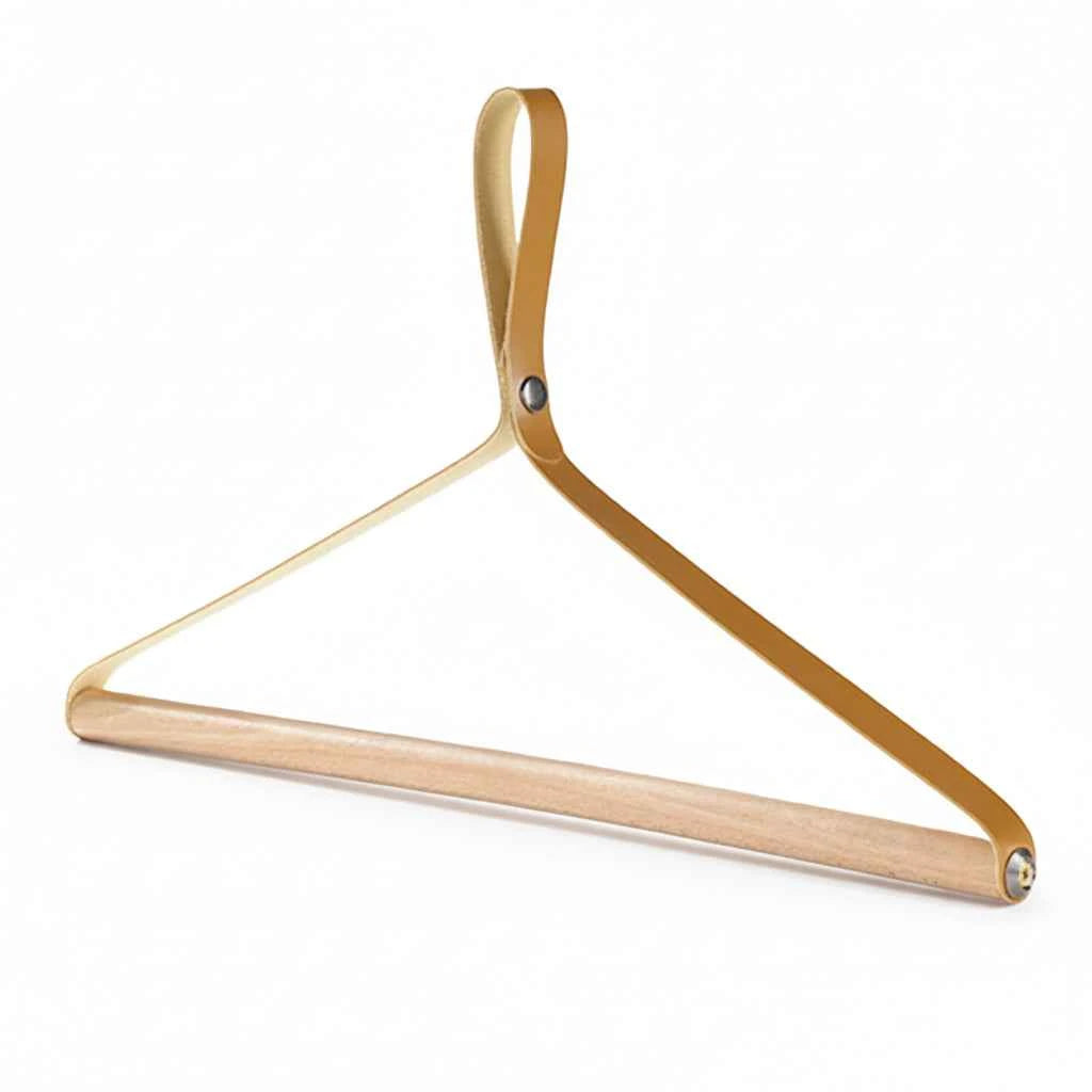 Cintre pour étendoir à linge bois et cuir