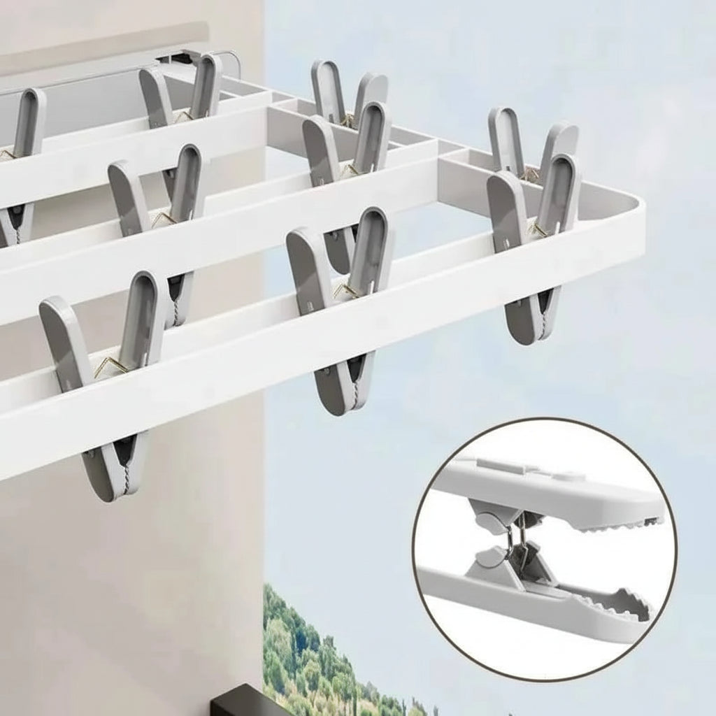 Étendoir à linge mural rabattable avec pinces socks