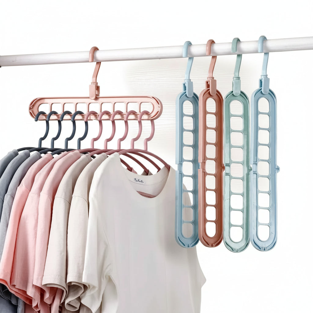 Cintre pour étendoir à linge multifonction 9 trous