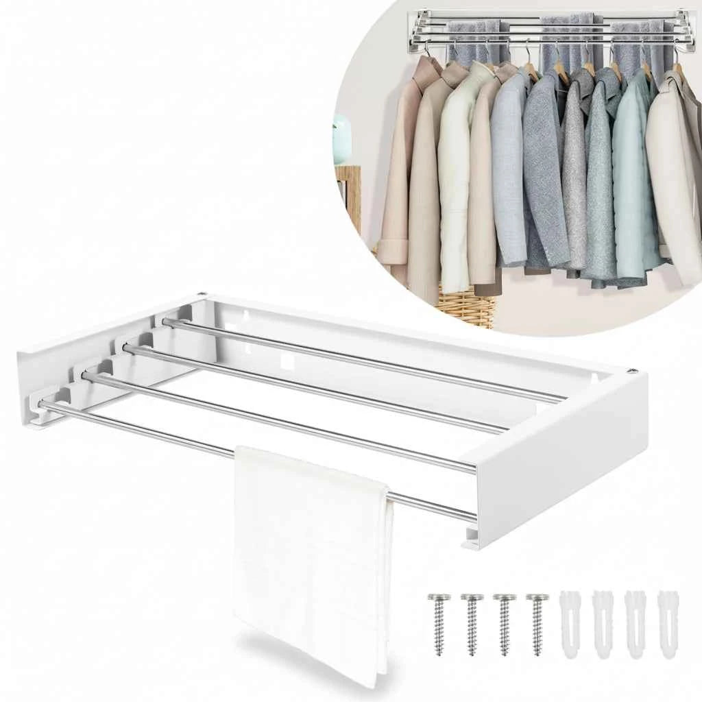 Étendoir à linge mural rabattable inox pliable